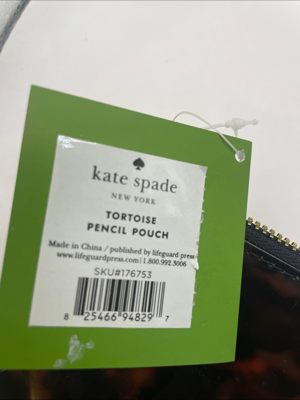 kate spade Tortoiseshell Clear Zip Pouch with Gold Hardware 000922 - Picture 6 of 9